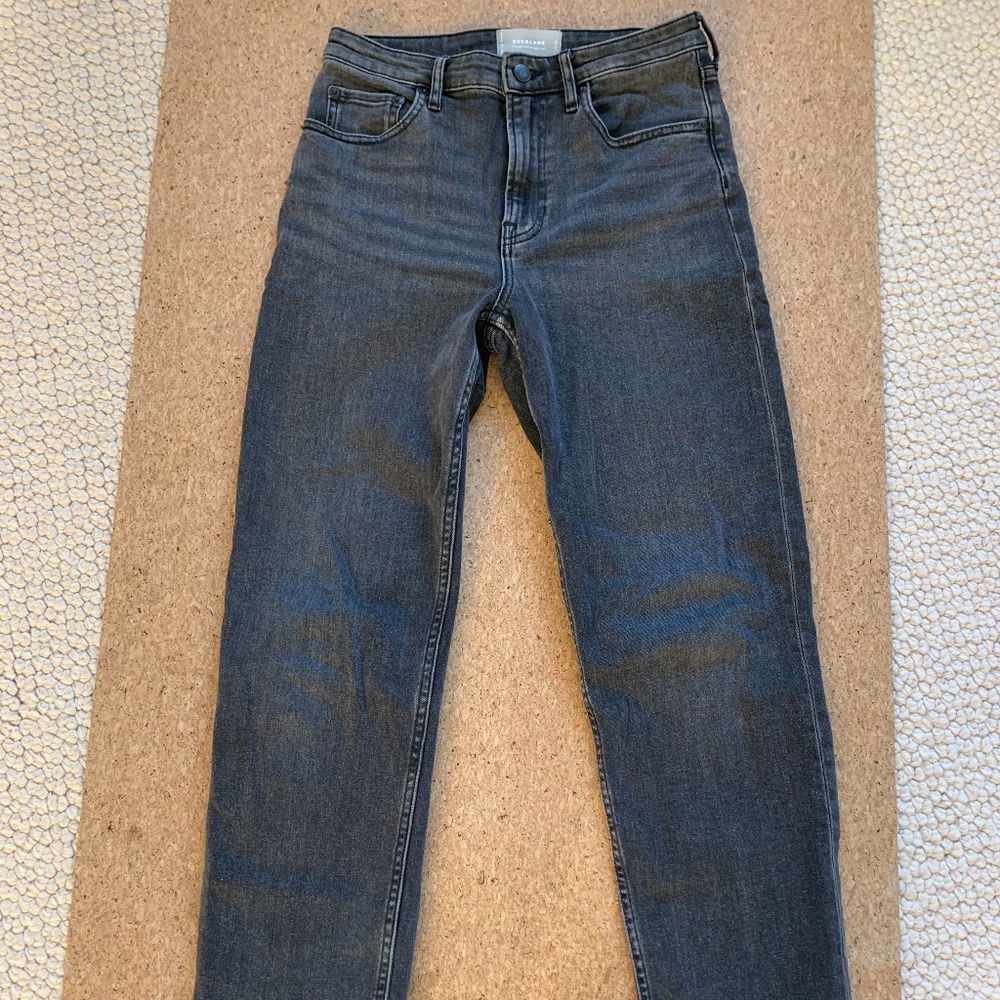 EUC Everlane High Rise Straight Jean Washed Black 27 Ankle
